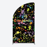 Aperturee Aperturee Feliz Cumplea?os Half Moon Arch Backdrop Banner Colorful Paint Splatter Party Decor Spanish Happy Birthday Photo Prop